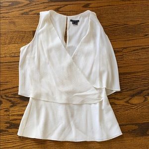 Theory White Silk Sleeveless Blouse